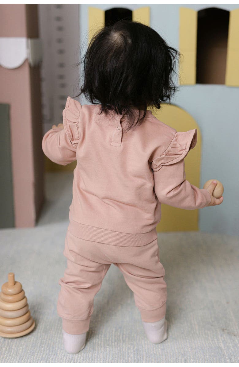 Pehr Organic Cotton French Terry Ruffle Sweatshirt, Alternate, color, Soft Peony