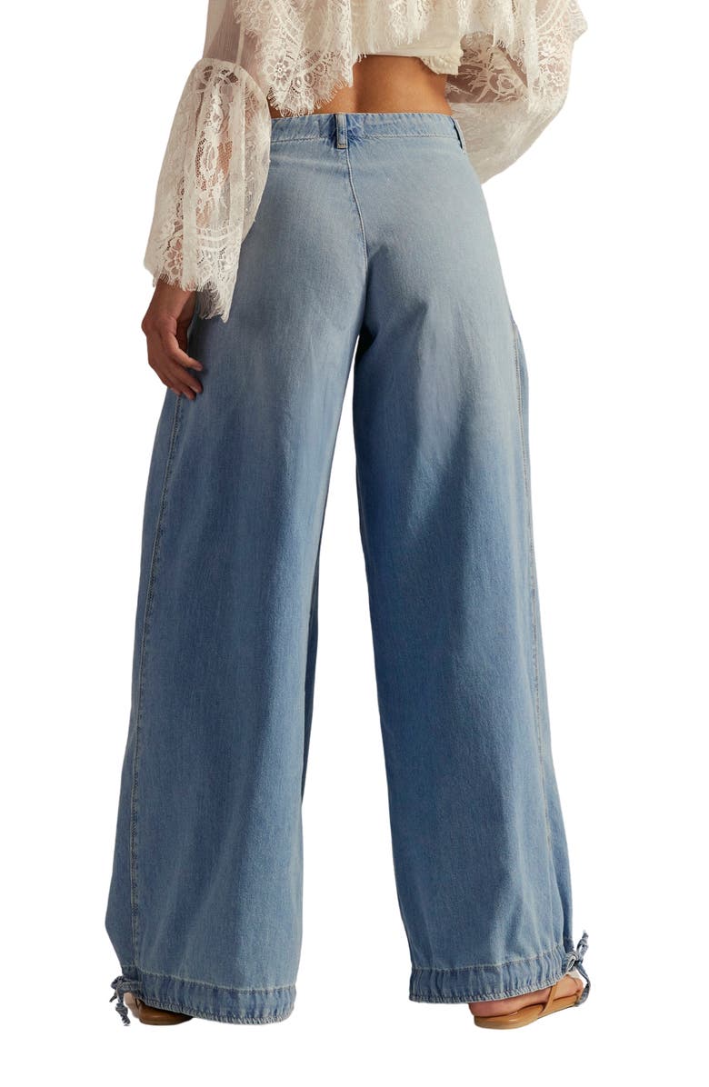 Free People Lotus High Waist Tie Hem Barrel Leg Jeans, Alternate, color, Bijou Blue