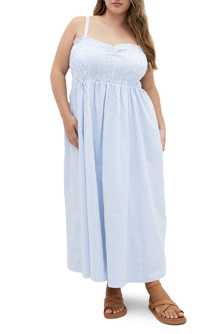 Vacation Stripe Sleeveless Maxi Dress, Main, color, BLUE STRIPE