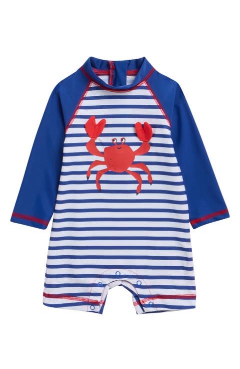 Crab Long Sleeve UPF 50+ One-Piece Rashguard Swimsuit (Baby)