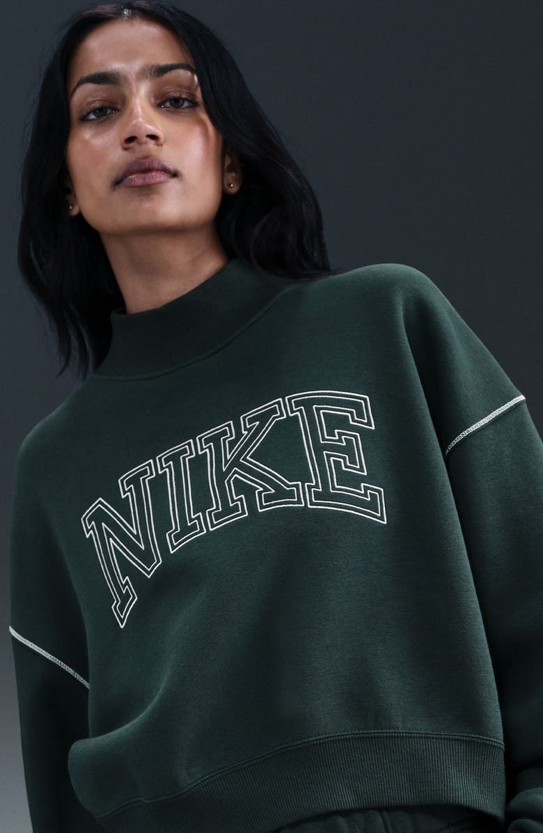 Nike Sportswear Mock Neck Phoenix Fleece Oversize Sweatshirt, Alternate, color, Seaweed