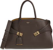 FERRAGAMO Medium Hug Suede Top Handle Bag