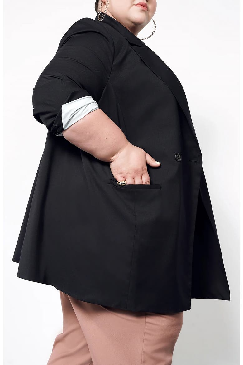 The Empower Double Breasted Blazer, Alternate, color, BLACK