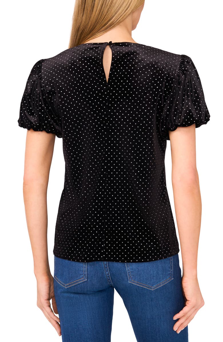 CeCe Bubble Sleeve Velvet Top, Alternate, color, Rich Black