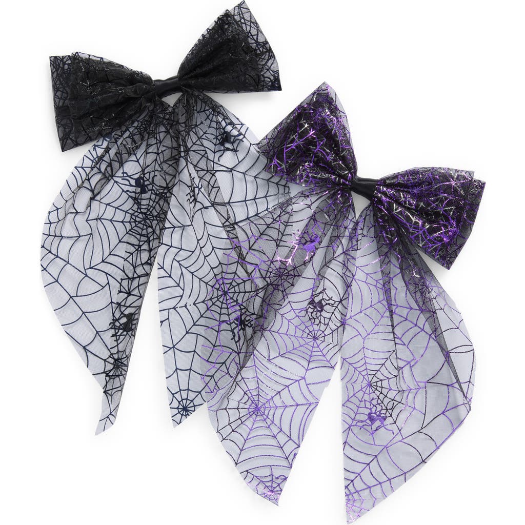 Capelli New York Kids' Set Of 2 Spider Web Bows In Black