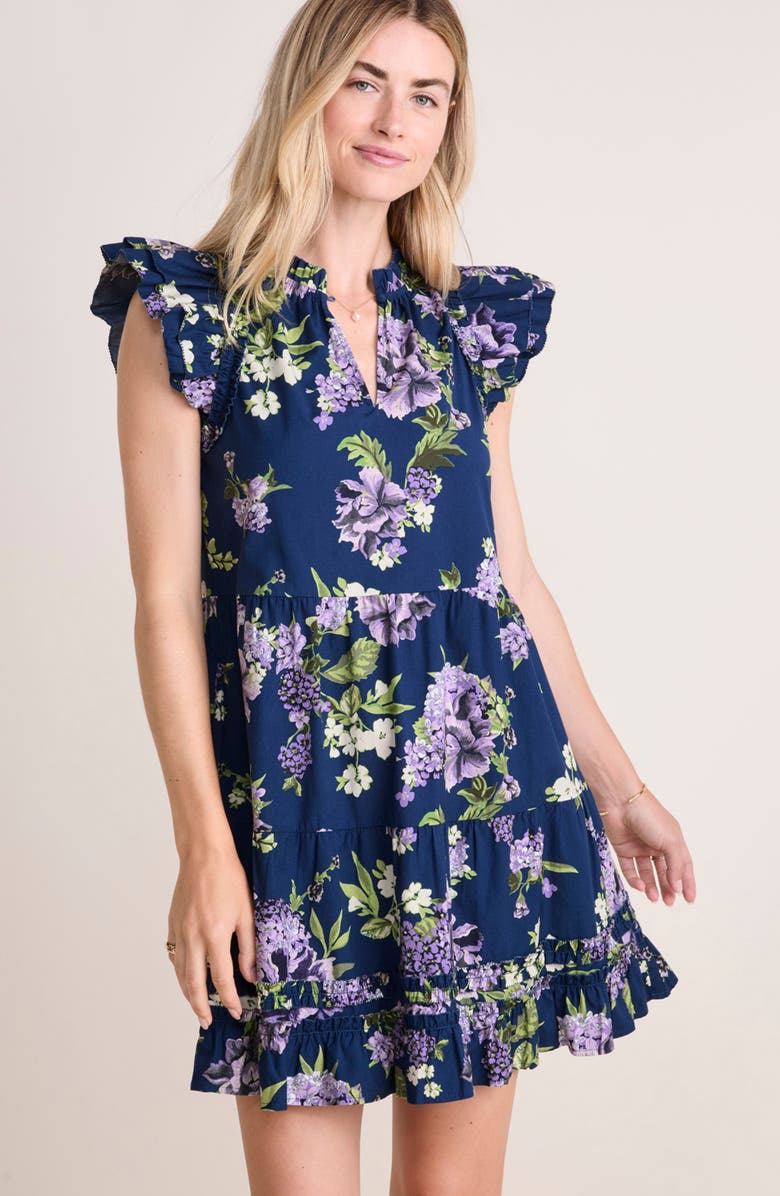 vineyard vines Floral Print Tiered Ruffle Minidress, Alternate, color,