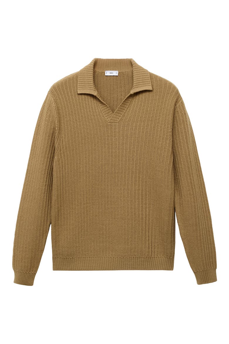 Structured Cotton Polo Sweater, Alternate, color, BEIGE
