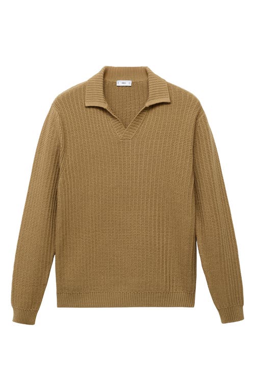 Mango Structured Cotton Polo Sweater In Neutral