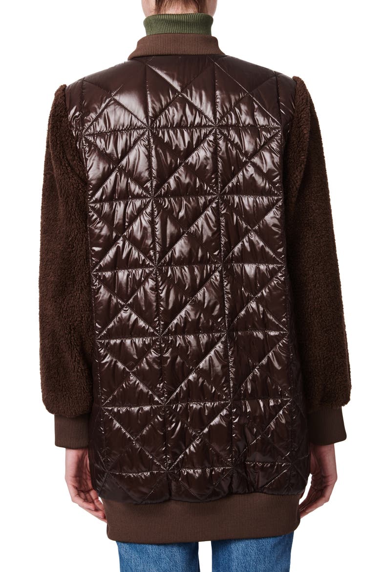 Water-Resistant Faux Shearling Sleeve Puffer Jacket, Alternate, color, CHOCOLATE