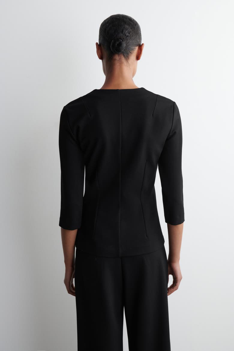 Jersey V-Neck Top, Alternate, color, BLACK
