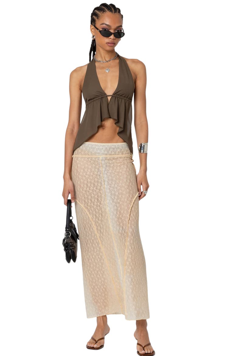 Freda Open Back Halter Top, Alternate, color, OLIVE