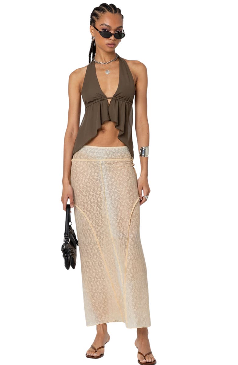 EDIKTED Freda Open Back Halter Top, Alternate, color, Olive