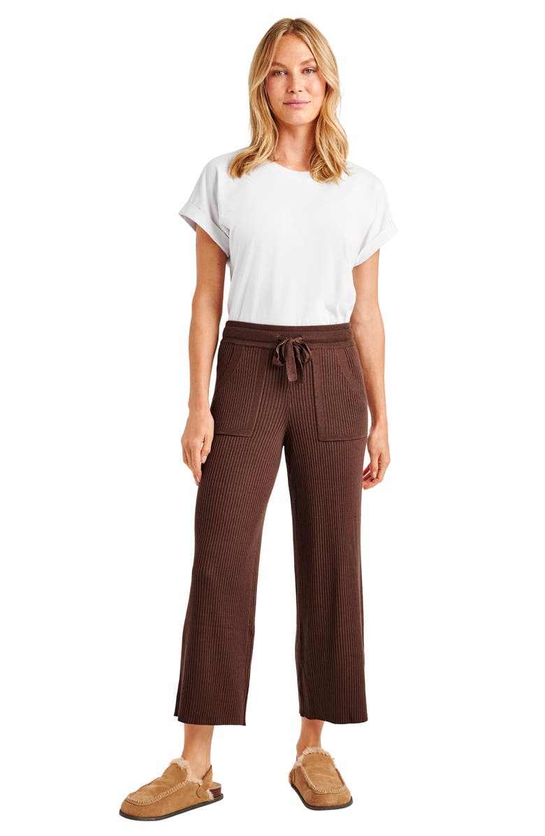 Splendid Georgie Rib Wide Leg Crop Pants, Alternate, color, Spice