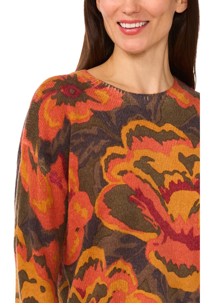 Crewneck Sweater, Alternate, color, DARK OLIVE FLORAL