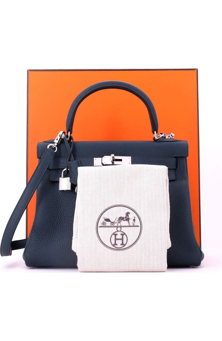 Pre-Owned Hermes Kelly Handbag Green Clemence with Palladium Hardware 28, Alternate, color, Vert Cypress