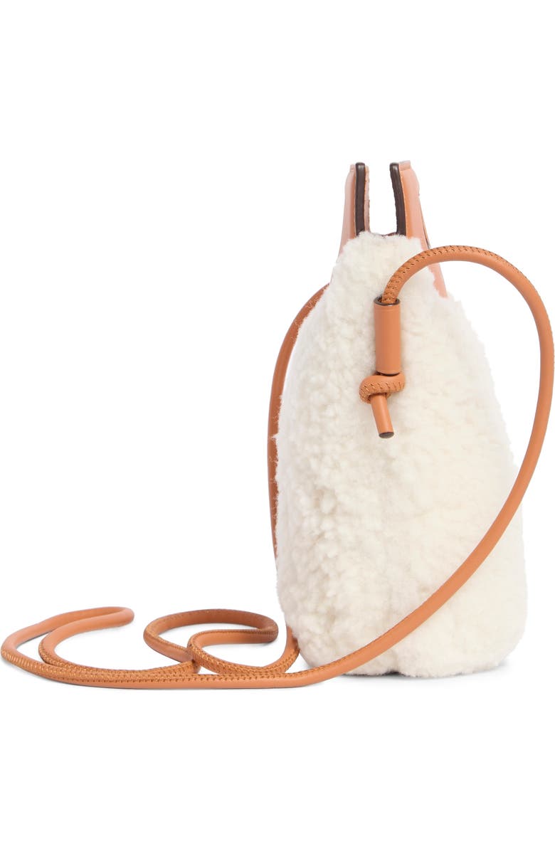 MCM Diamond Genuine Shearling Crossbody Bag, Alternate, color, White