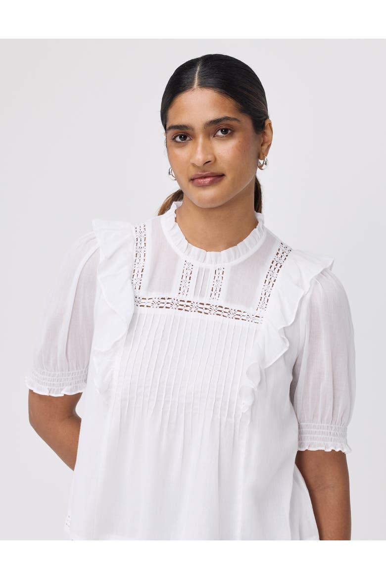 Jolin Puff Sleeve Cotton Top, Alternate, color, White