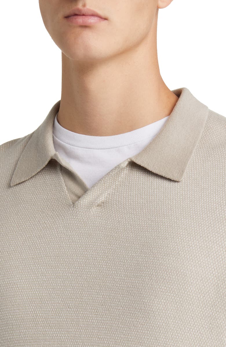 Vince Bird's Eye Wool Blend Johnny Collar Top, Alternate, color, Pumice Rock/ Pearl