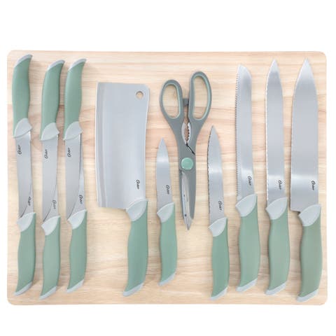 Linbergh 14 Piece Stainless Steel Cutlery and Cutting Board Set  with Soft-Grip Handles