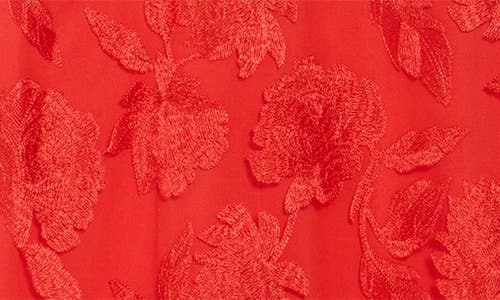 Sam Edelman Leafy Embroidered Sheath Maxi Dress In Coral Red