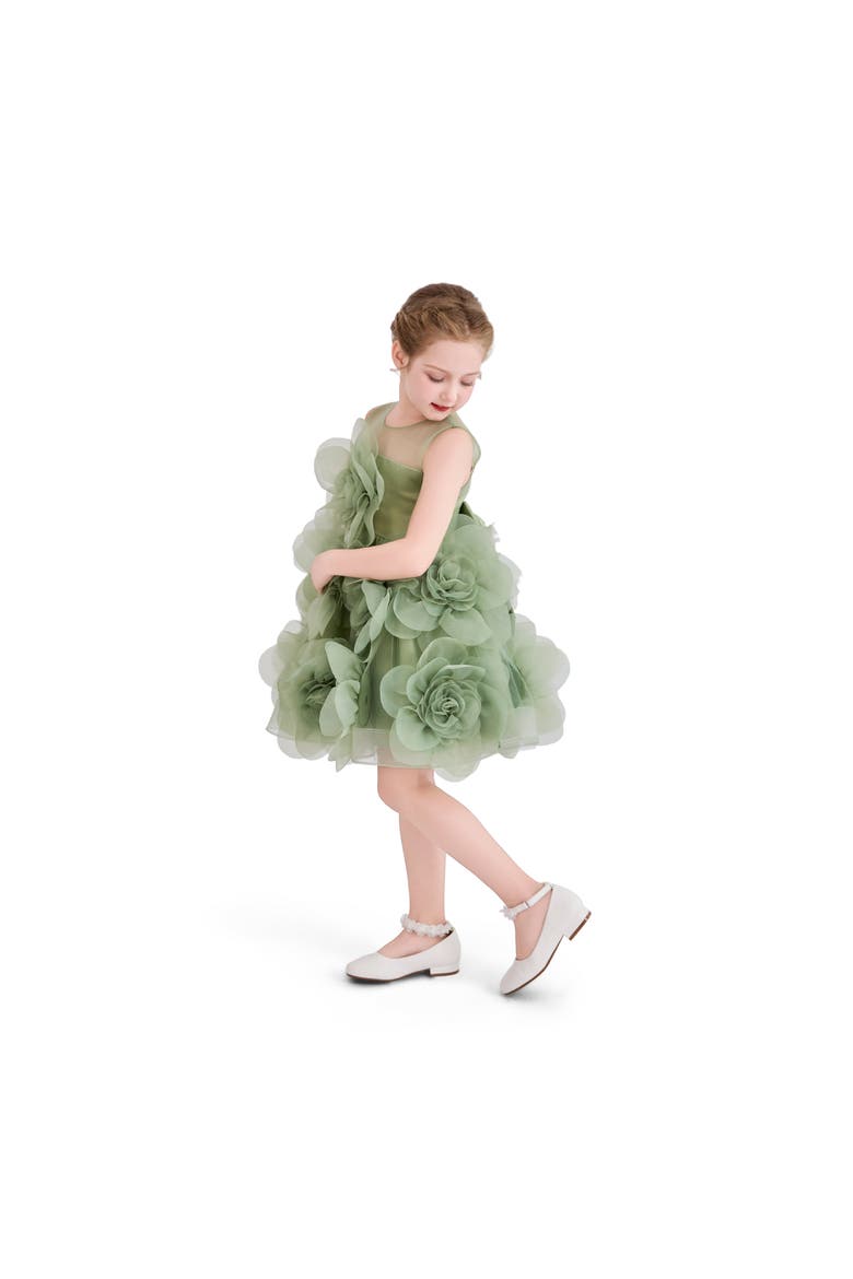 Floral Blooming Flowers Dress, Alternate, color, Green