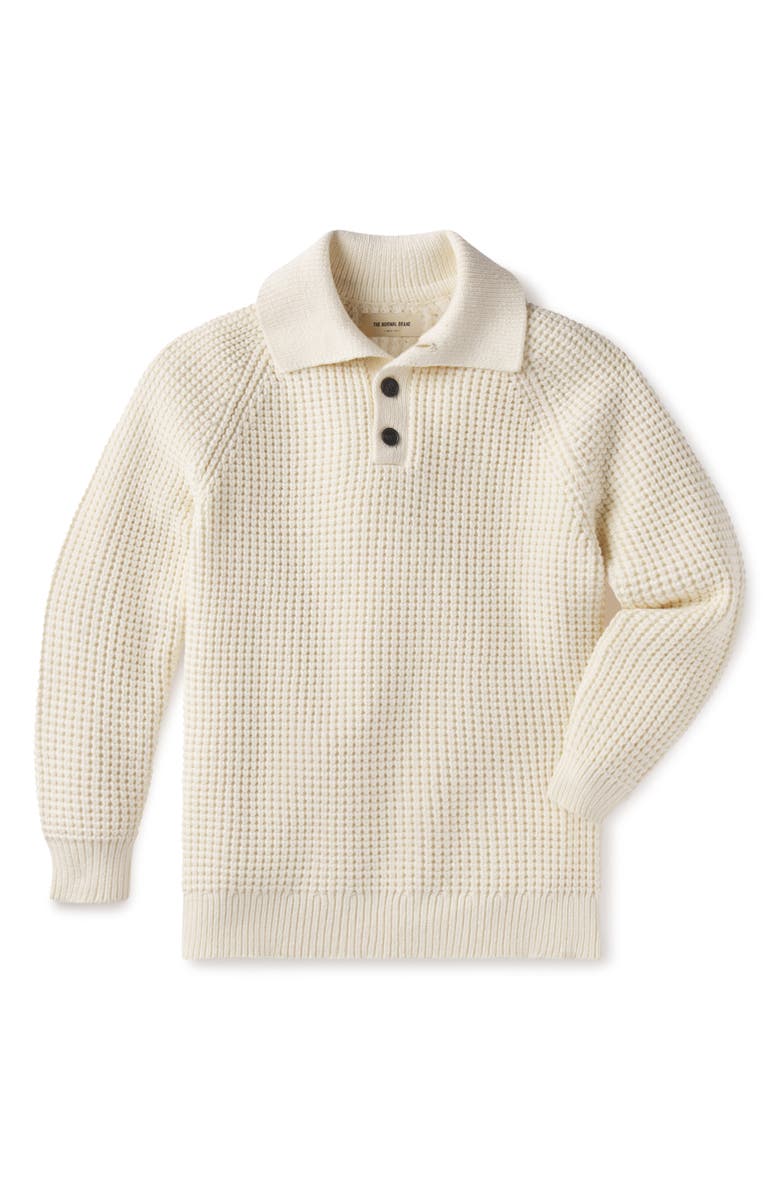 The Normal Brand Waffle Cotton Blend Polo Sweater, Alternate, color, Ivory