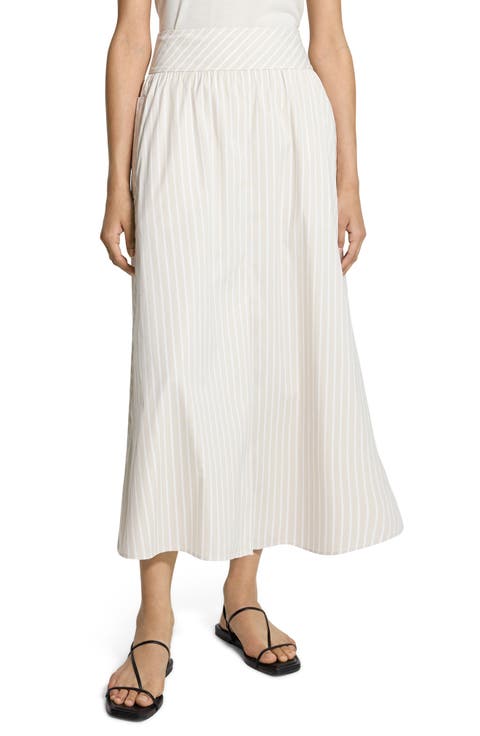 Striped Midi A-Line Skirt