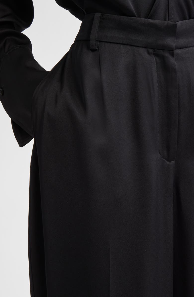 TOTEME Fluid Wide Leg Wool Blend Trousers, Alternate, color, Black