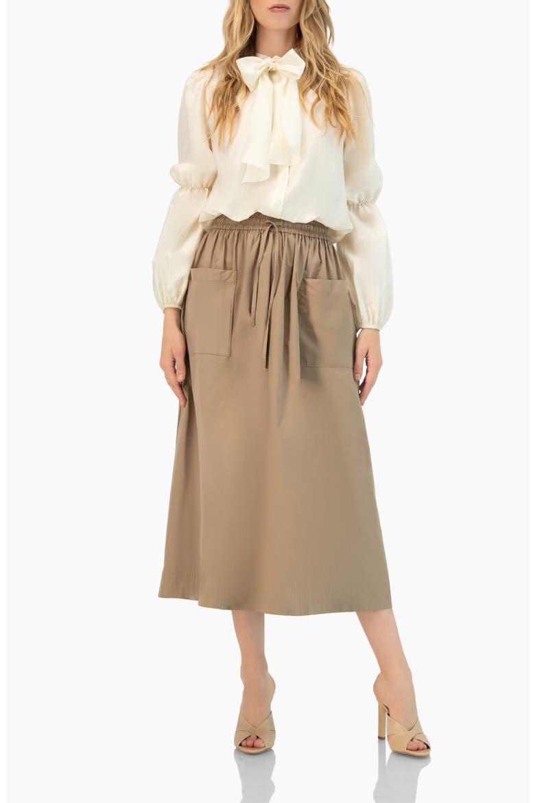 Long Sleeve Blouse with Neck Tie, Alternate, color, Ivory