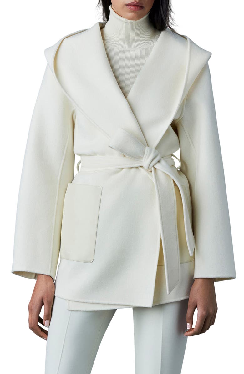 Mackage Azra Belted Double Face Wool Wrap Coat, Main, color, 