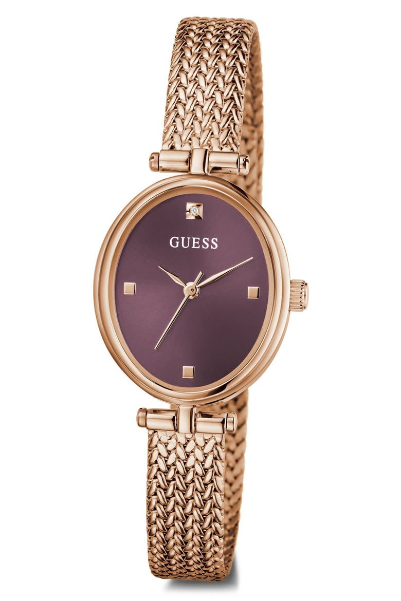 Ruby Oval Mesh Strap Watch, 24mm, Alternate, color, ROSE GOLD TONE