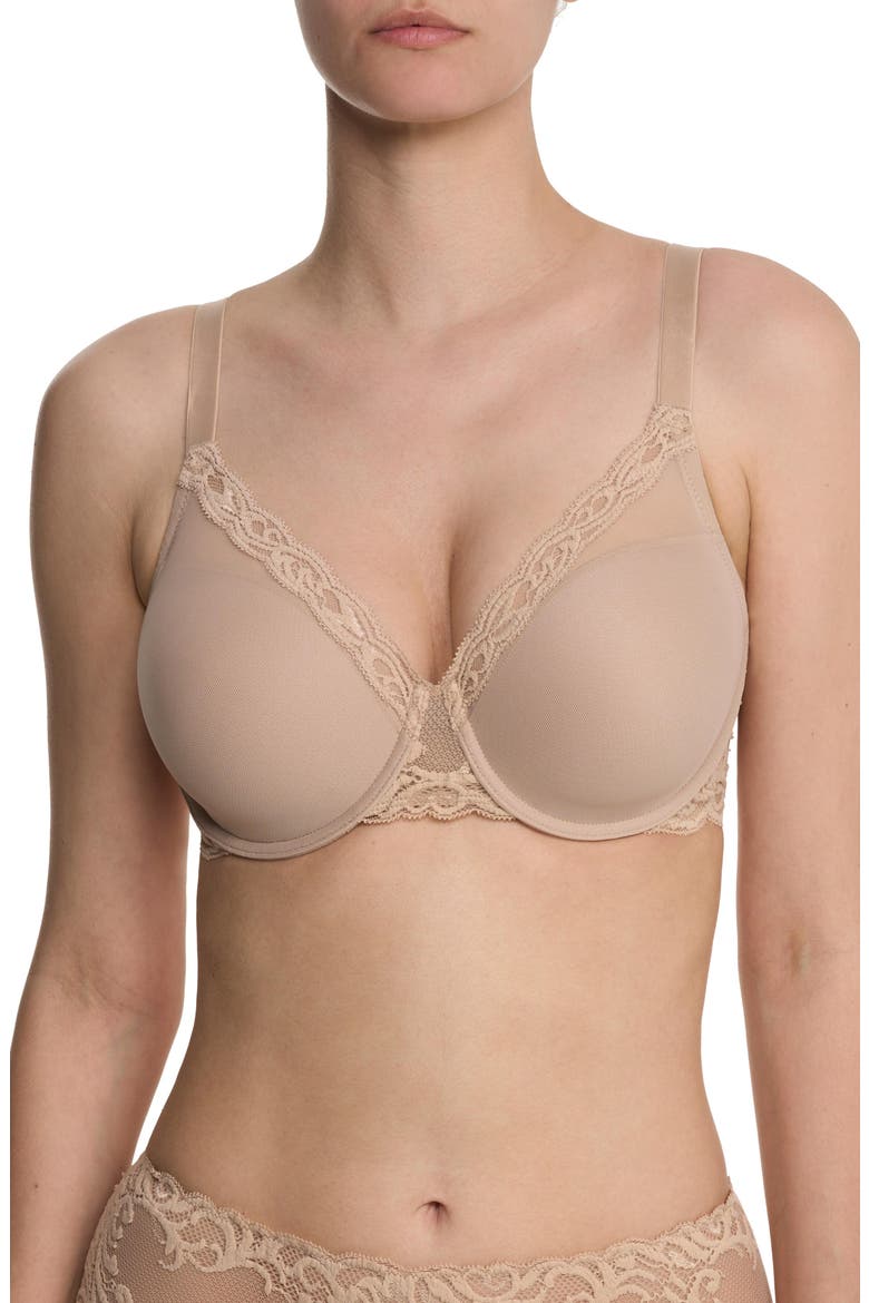 Feathers Full Figure Plunge T-Shirt Bra, Main, color, CAFE