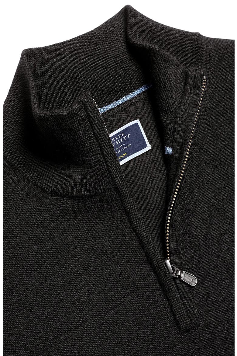 Pure Merino Zip Neck Sweater, Alternate, color, BLACK
