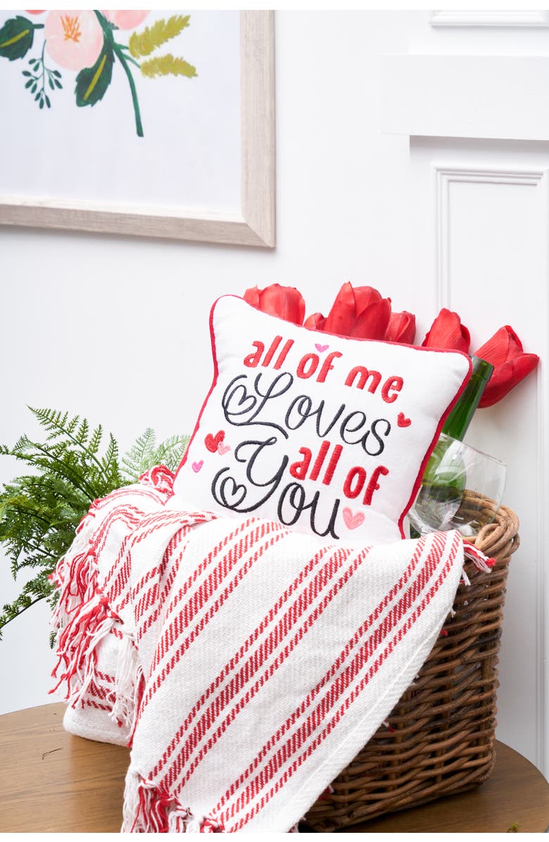 C&F Home "All of Me Loves All of You" Mini Valentine's Day Accent Pillow 10" x 10", Alternate, color, White