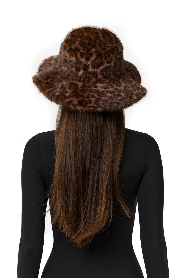 Oversize Faux Fur Bucket Hat, Alternate, color, DARK LEOPARD