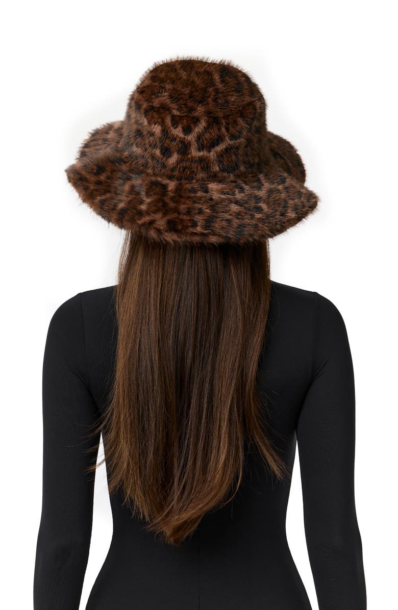 Naked Wardrobe Oversize Faux Fur Bucket Hat, Alternate, color, Dark Leopard
