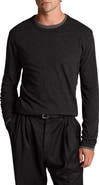 Vince Fine Slub Layered Look Long Sleeve Pima Cotton T-Shirt
