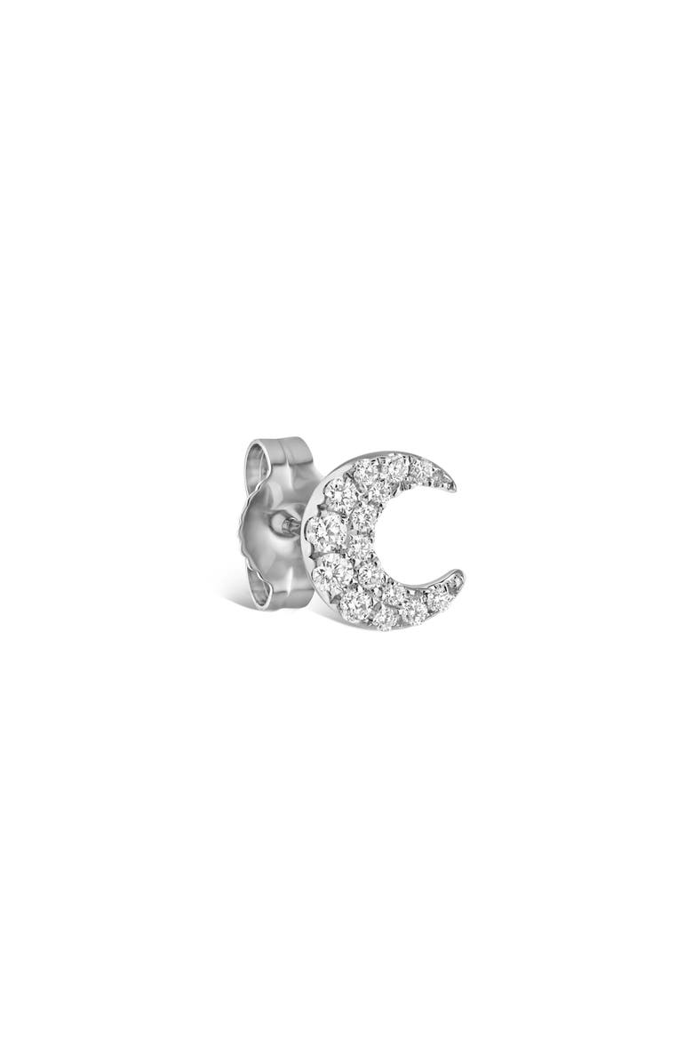 MARIA TASH Diamond Moon Threaded Stud Earring, Main, color, 18K White Gold/ Diamond