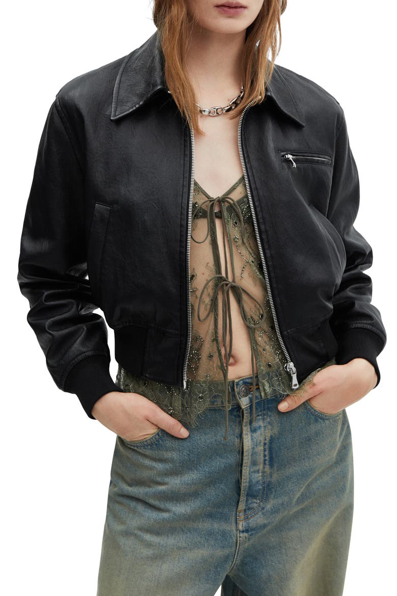 Vintage Faux Leather Jacket, Main, color, BLACK