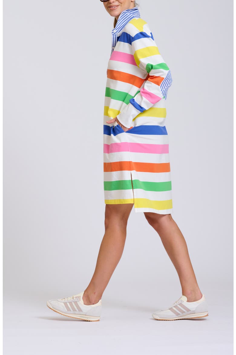 Summer Stripe Oversize Long Sleeve Stretch Cotton Shirtdress, Alternate, color, BRIGHT STRIPE