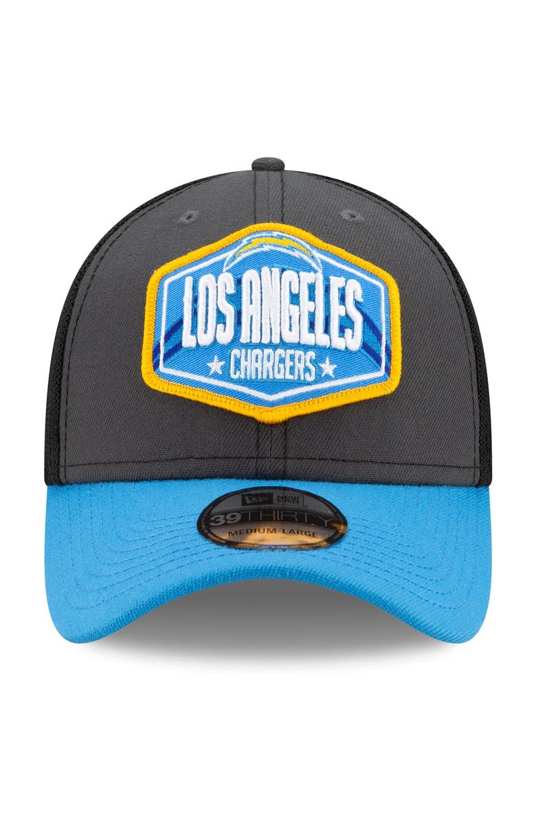 New Era Men's New Era Graphite/Powder Blue Los Angeles Chargers 2021 NFL Draft Trucker 39THIRTY Flex Hat, Alternate, color,
