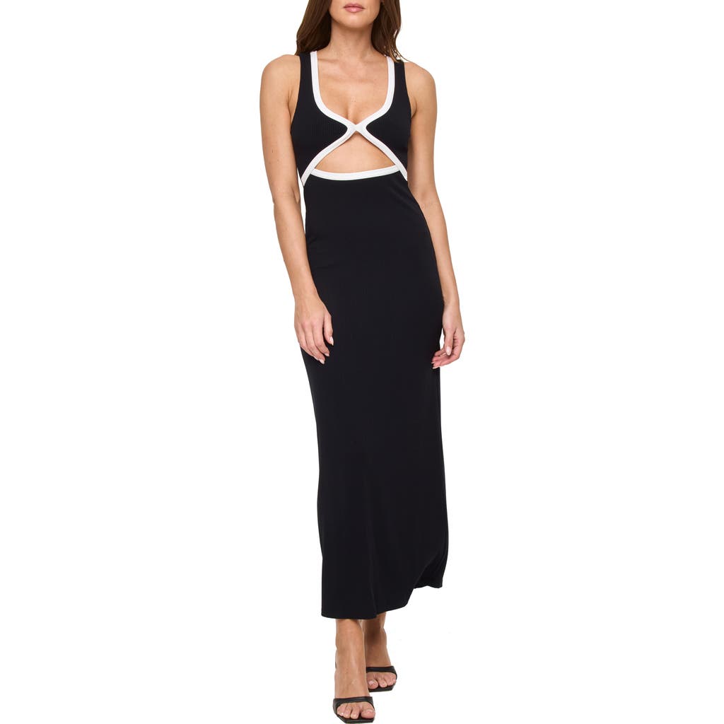 L*space Steph Cutout Midi Dress In Black/cream