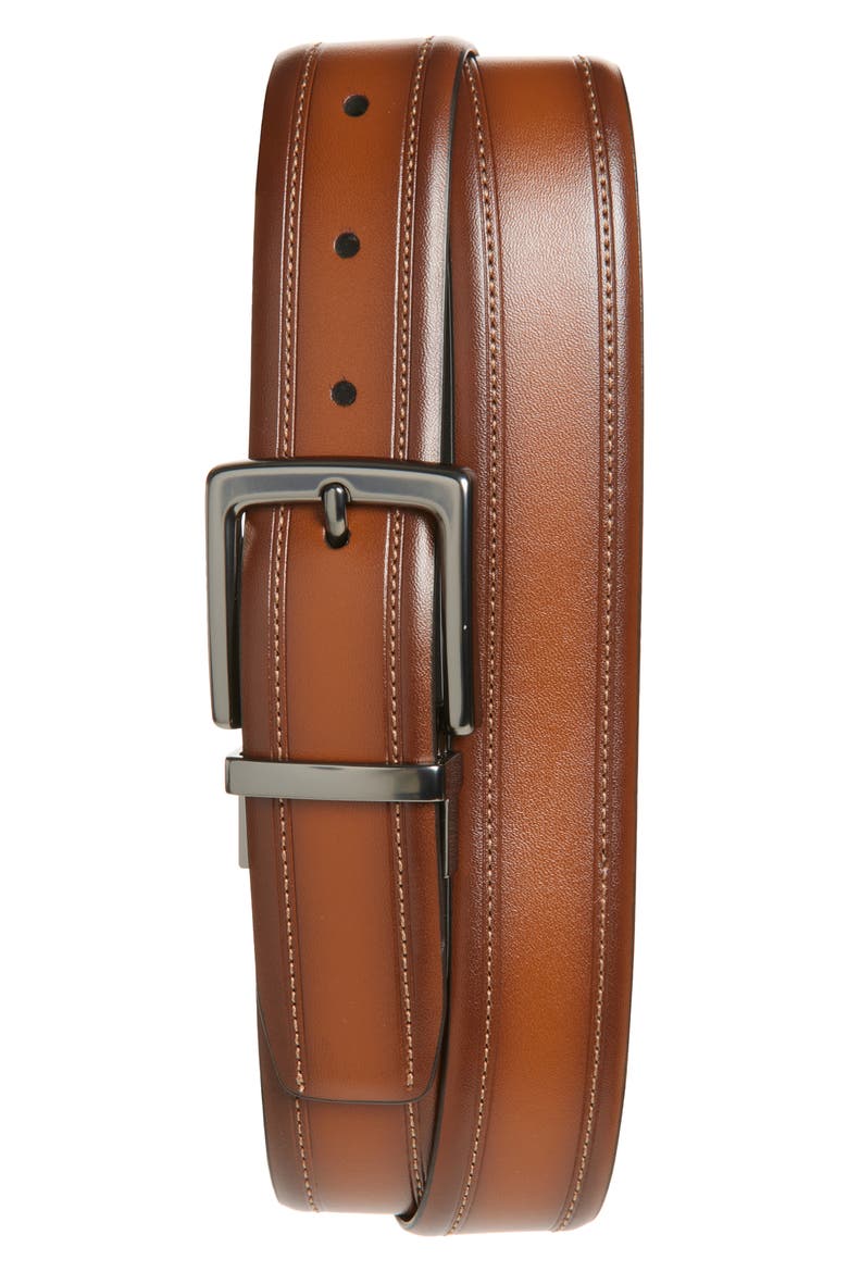 Brownie Reversible Leather Belt, Main, color, TAN/ BLACK