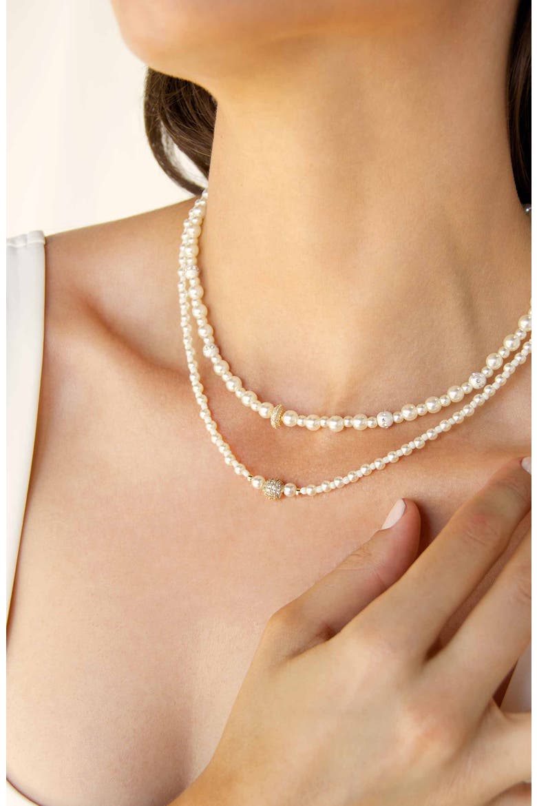 Set of 2 Imitation Pearl Necklaces, Alternate, color, GOLD
