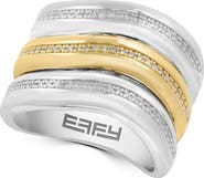 EFFY 14K Gold Plated Sterling Silver Diamond Triple Band Ring
