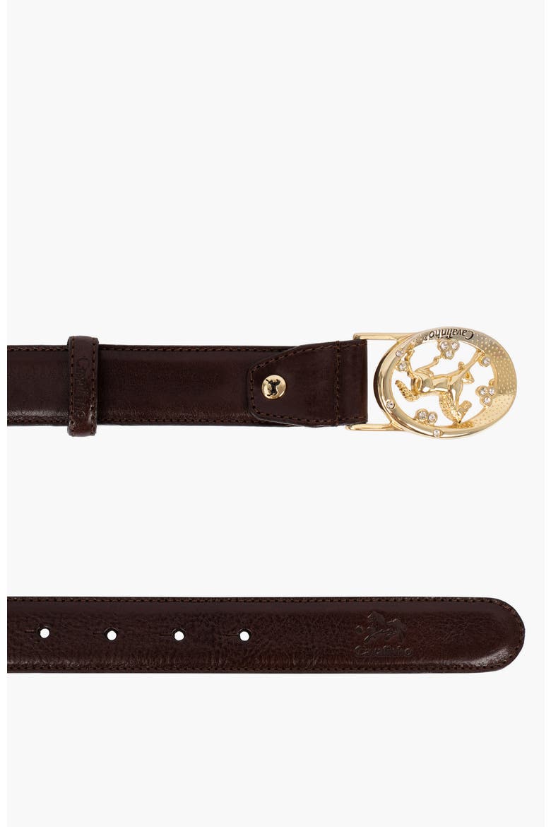 Cavalo Lusitano Leather Belt with Oval Buckle 917, Alternate, color, Brown