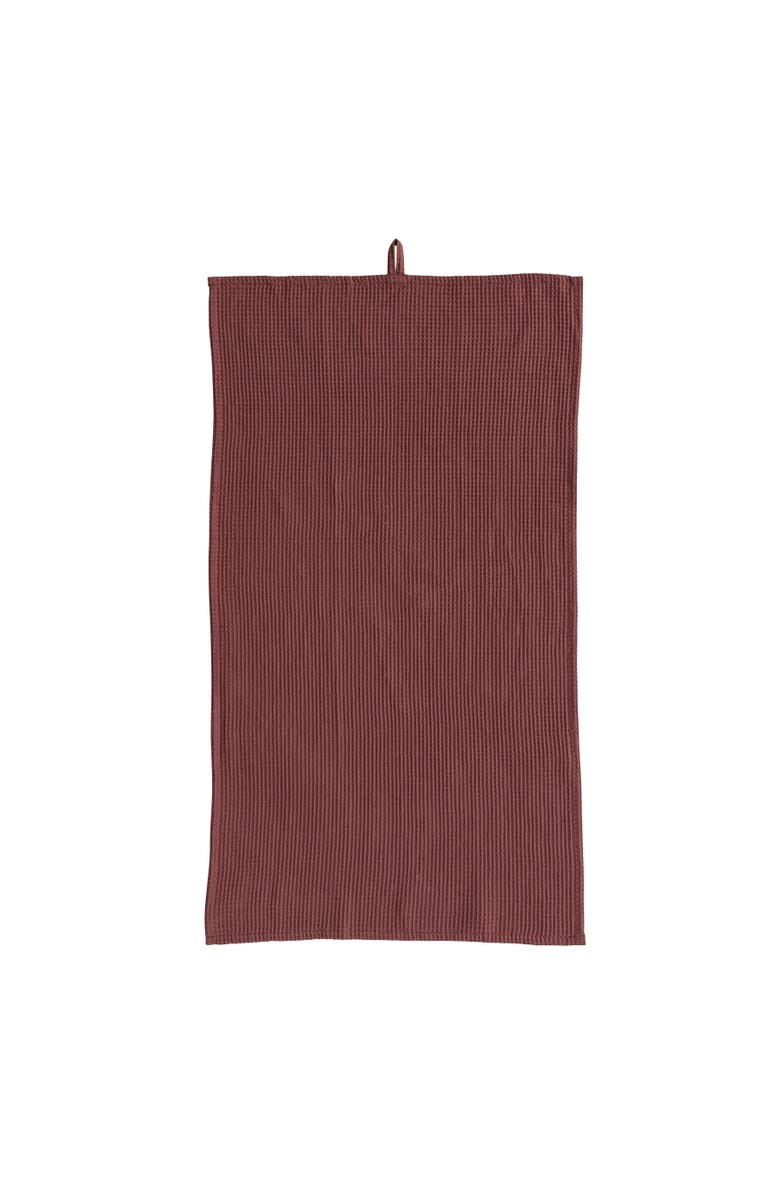 Storied Home Oversized Woven Linen and Cotton Waffle Decorative Tea Towel with Loop for Dining and Kitchen, Main, color, Pink