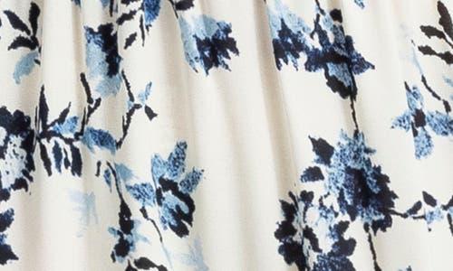 Max Studio Floral Maxi Dress In Cream/blues Poppies Ikat