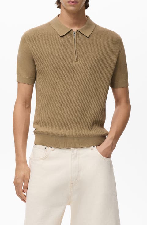 Openwork Zip Polo