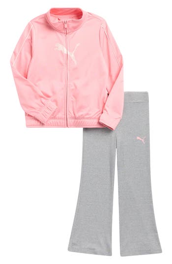 Puma Tricot Track Jacket & Wide Leg Pants Set In Pink